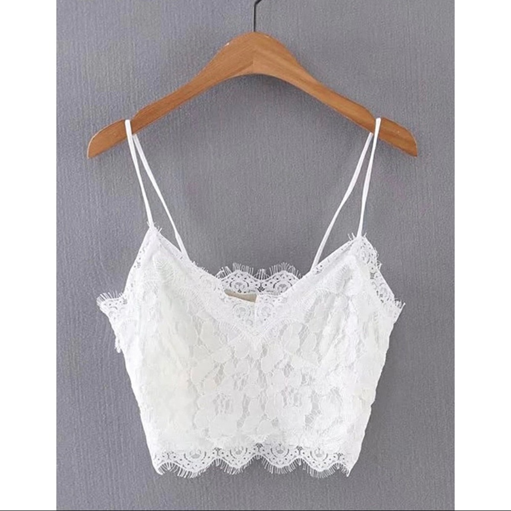 Floral Lace Cropped Cami Top
